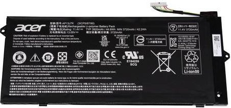 Acer Notebook-Akku KT.00304.008 in Schwarz mit 11.40V und 3920 mAh - Bild 1