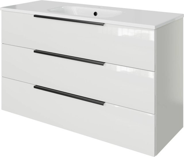 Pelipal Badmöbel-Set Quantum 07 in Weiß Glanz mit 3 Auszügen, Breite: 121 cm - Bild 1