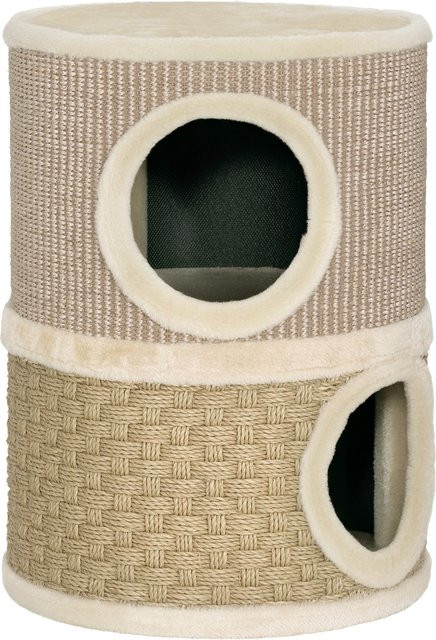 Aosom PawHut Kratztonne aus Sisal mit 2 Höhlen und Kratzmatte, Farbe Khaki und Kaffee, Höhe: 49 cm, Durchmesser: 35,5 cm - Bild 1