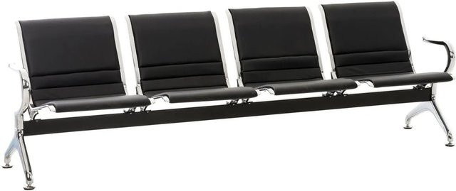 DELUKE Wartebank Frankfurt 4-Sitzer NANTES aus Kunstleder in Schwarz, B/T/H: 238 x 70 x 78 cm - Bild 1