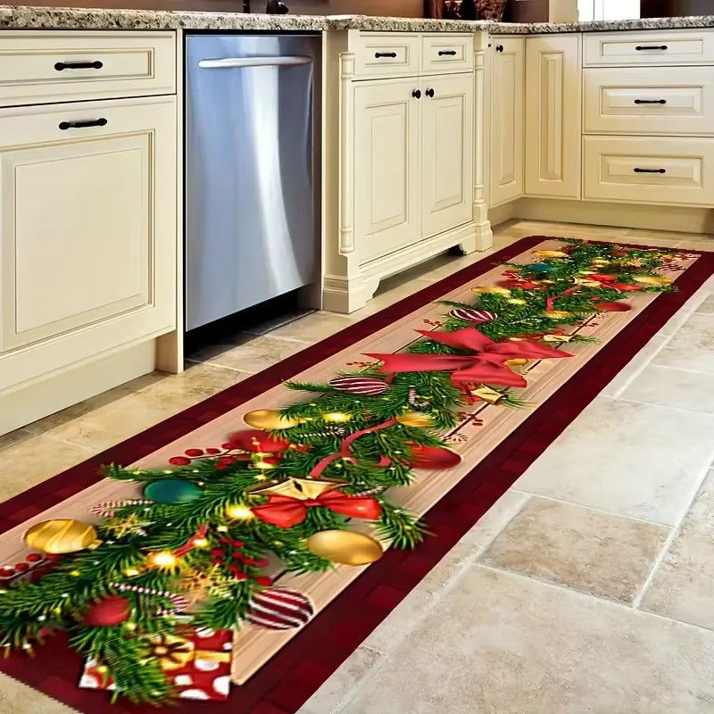 VIKAMA Weihnachtsteppich im Plaid-Design für Wohnzimmer, Esszimmer und Eingangsbereich im Landhausstil - Bild 2