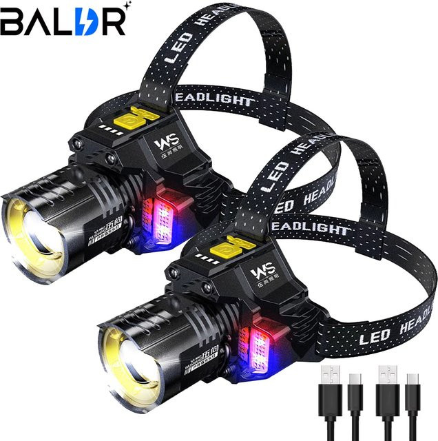 BALDR LED Stirnlampe mit COB-Technologie, wiederaufladbar und wasserdicht, Farbe: Schwarz - Bild 1
