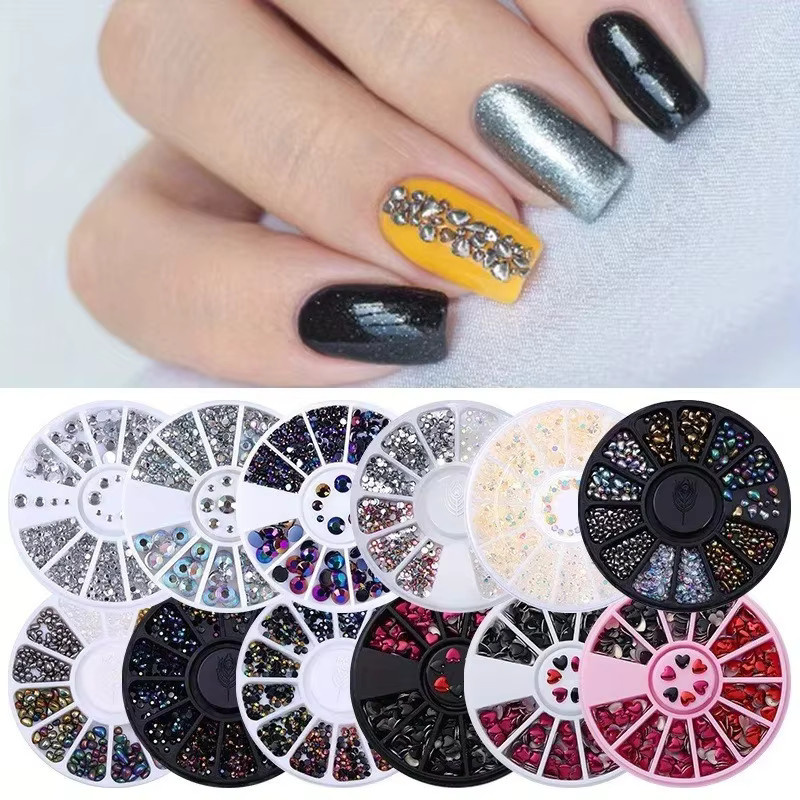 FUMOSIK Nagelzubehör, Glitzer Strass Kristall Perlen, Silber, Glänzend - Bild 1