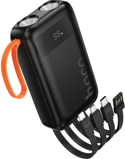 Externer Akku HOCO J151 mit 10000mAh und 10W in Schwarz mit Lightning, microUSB, USB-A und USB-C Anschlüssen - Bild 1