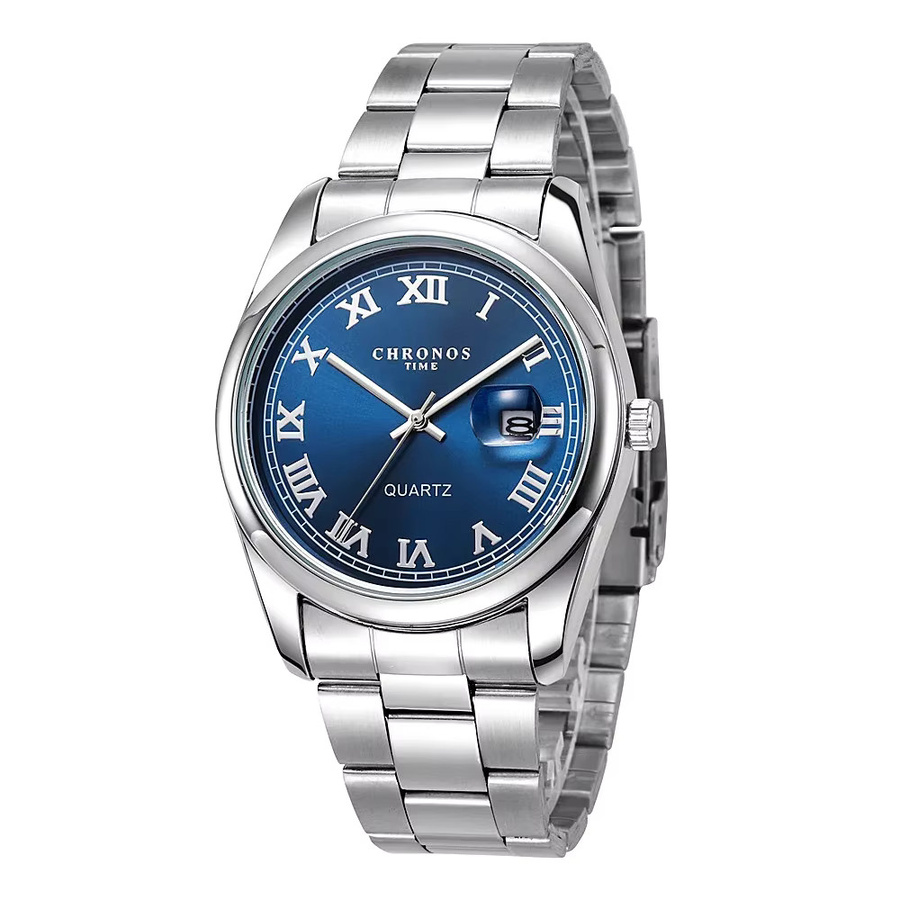 CHRONOS Armbanduhr, Quarz, Edelstahl, Blau, Herren - Bild 2
