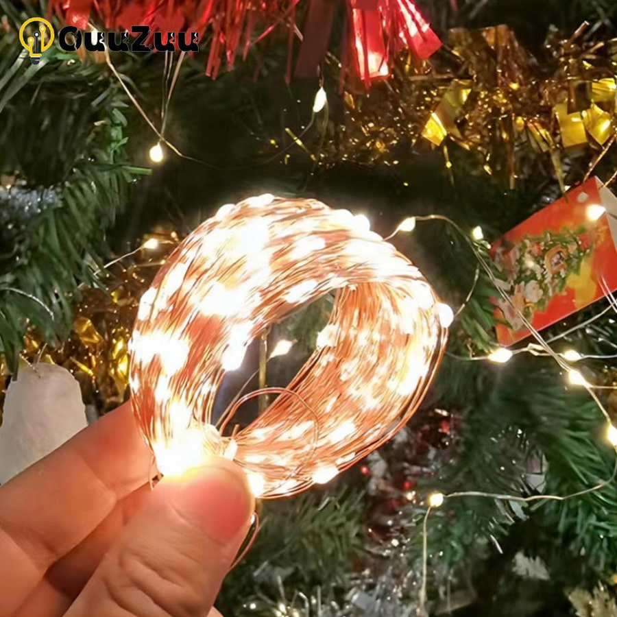 OuuZuu USB LED Lichterkette mit Kupferdraht in Rot, wasserdichte LED Girlande für Weihnachten, Hochzeit und Party - Bild 3
