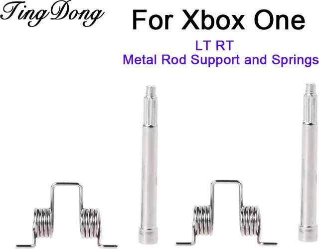 TingDong Ersatzteile für Xbox One Controller: LT RT Auslöser-Tasten Metallstangen-Halterung und Federn in Silber - Bild 1