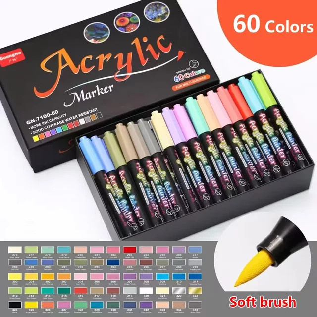 Acryl-Marker Set mit 60 Farben für Kunst, Skizzieren und Manga in Multicolour - Bild 1