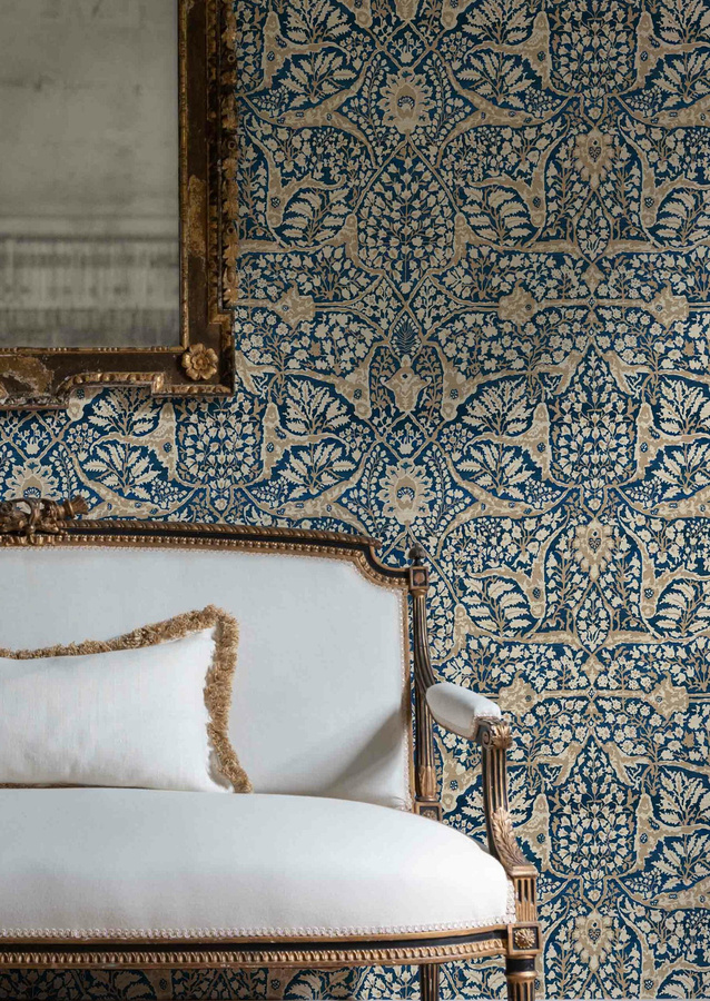 Lewis & Wood Tapete Alhambra 50 Marmara in Blau mit floralem und orientalischem Design, Vlies-Tapete, Breite: 134 cm - Bild 1