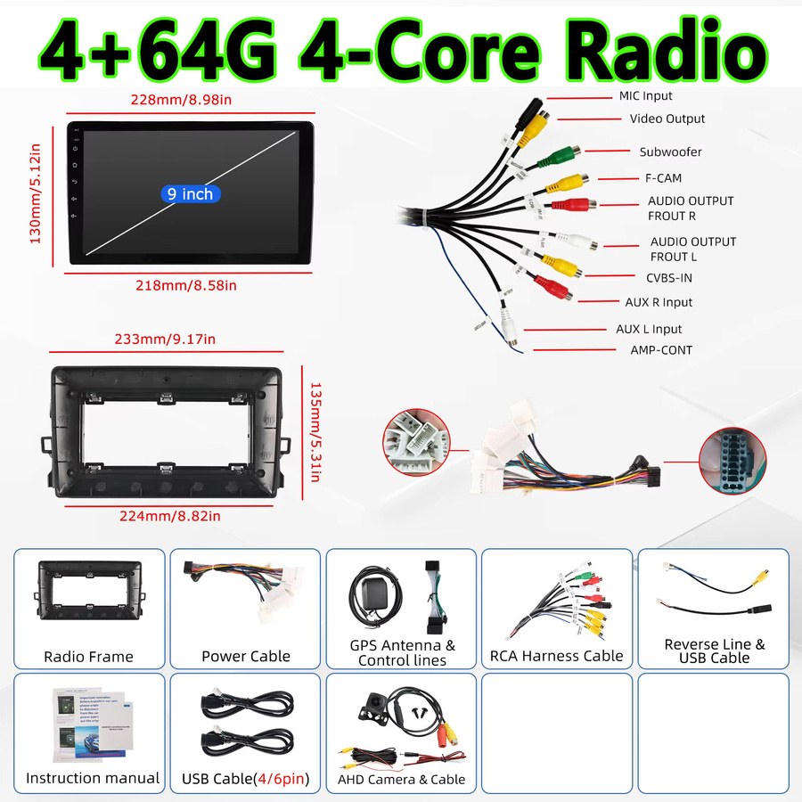 MOPECT 9 Zoll Android 15 Autoradio für Toyota Auris E150 2006-2012 mit kabellosem Apple CarPlay, IPS-Bildschirm und Stereo-Multimedia-Videoplayer in Schwarz - Bild 6