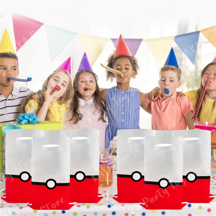Pokemon Pokeball Süßigkeiten-Verpackungstaschen aus Papier für Kindergeburtstage und Babypartys von Takara Tomy in Weiß - Bild 2