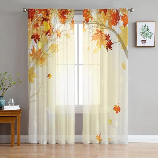 Yiran Furniture Transparent Voile-Organza-Vorhang mit tropischem Dschungel-Blumenmuster in Grün und Multicolour, Breite: 135 cm, Höhe: 245 cm - Bild 1