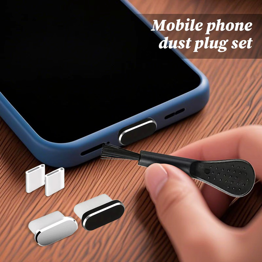2er-Set USB Typ-C Staubschutzstecker in Silber mit Bürsten zum Schutz deines Anschlusses für Handy und Tablet - Bild 5