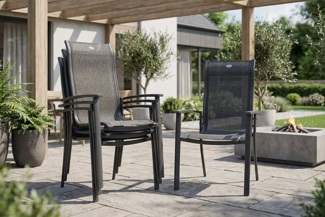 Hartman 4er Set Alice Comfort Stapelsessel in xerix/anthrazit aus Aluminium und Textilene, B/T/H: 68 x 65 x 107 cm - Bild 1