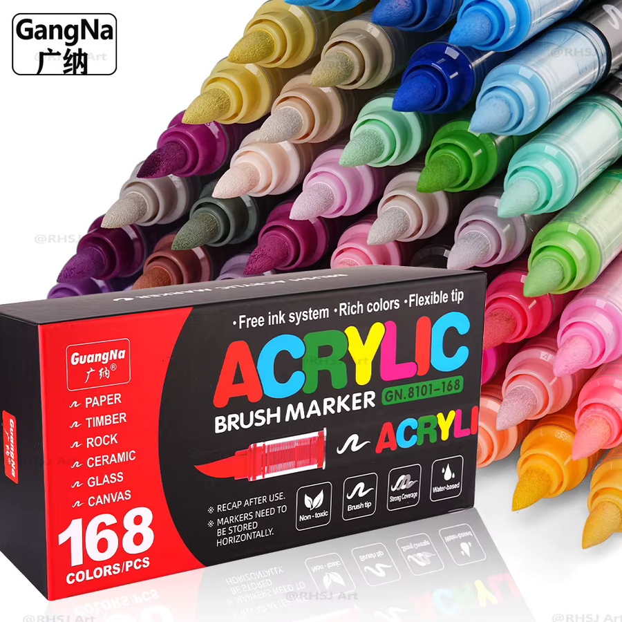 Professionelle Acryl-Farbmarker Set mit 168 Farben und weicher Pinselspitze für DIY-Handwerk in Multicolour - Bild 3