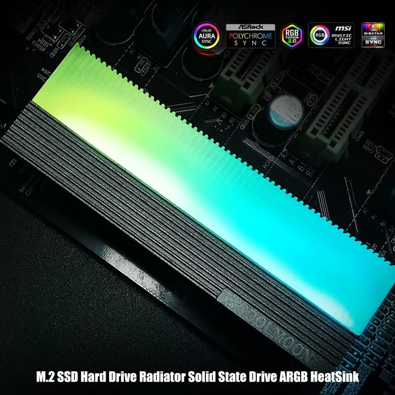 CoolMoon M.2 SSD 2280 ARGB Heatsink RGB Kühler für NVMe M.2 Solid State Drive in Schwarz/Weiß mit 5V Mainboard Sync - Bild 3