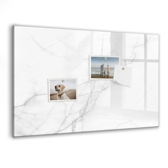 Tulup Magnettafel aus Glas mit Marmor-Design in Schwarz und Weiß, B/H: 60 x 40 cm - Bild 1