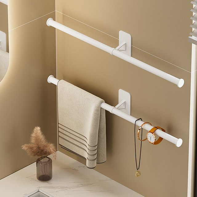 FALANGSHI Handtuchhalter aus Aluminium für das Badezimmer, Wandhalterung mit Selbstklebe-Funktion, Weiß, WB8718 - Bild 1