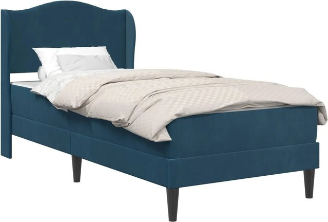vidaXL Bettrahmen mit Kopfteil aus Samt in Blau, B/T/H: 100 x 200 x 104 cm - Bild 1
