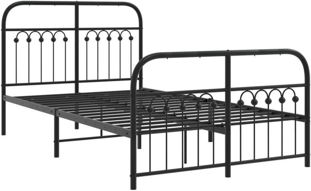 vidaXL Bettgestell aus Metall mit Kopf- und Fußteil in Schwarz Matt, B/T: 120 x 200 cm - Bild 1