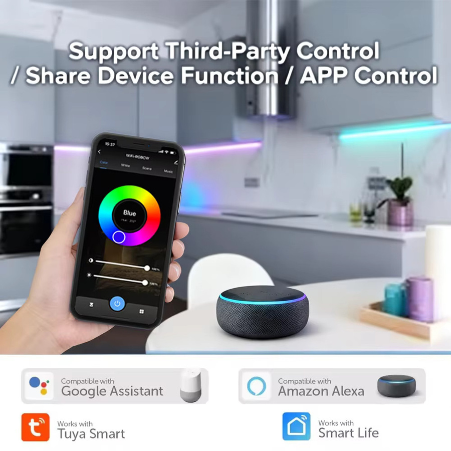 YSRSAI Tuya Smart Life 5-in-1 LED-Streifen-Controller für 12V-24V, WiFi Dimmer für RGB, RGBW und RGBCCT, kompatibel mit Amazon Alexa und Google Assistant - Bild 3