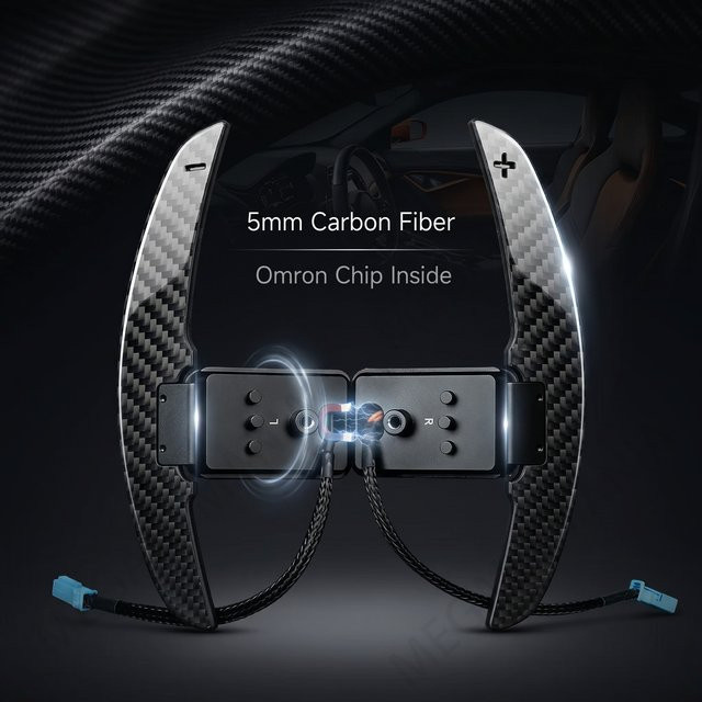 MEGALOMANIA Magnetische Carbon-Schaltwippen in Schwarz für BMW 5er 6er 7er Serie - Bild 1
