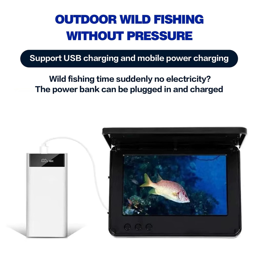 Tragbarer Fischfinder mit 4,3 Zoll LCD-Display und 1080P Unterwasser-Angelkamera inklusive Nachtsicht in Schwarz - Bild 3