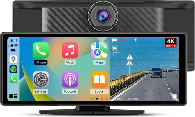 Junsun 10 Zoll Carplay Display mit Bluetooth in Schwarz - Bild 1