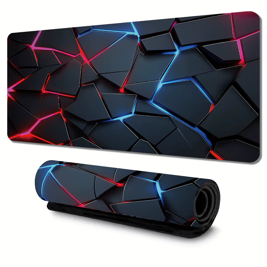 XGZ Gaming-Mauspad mit Rot-Blau Farbverlauf Design, B/T: 90 x 40 cm, rutschfeste Schreibtischunterlage mit genähtem Rand - Bild 3