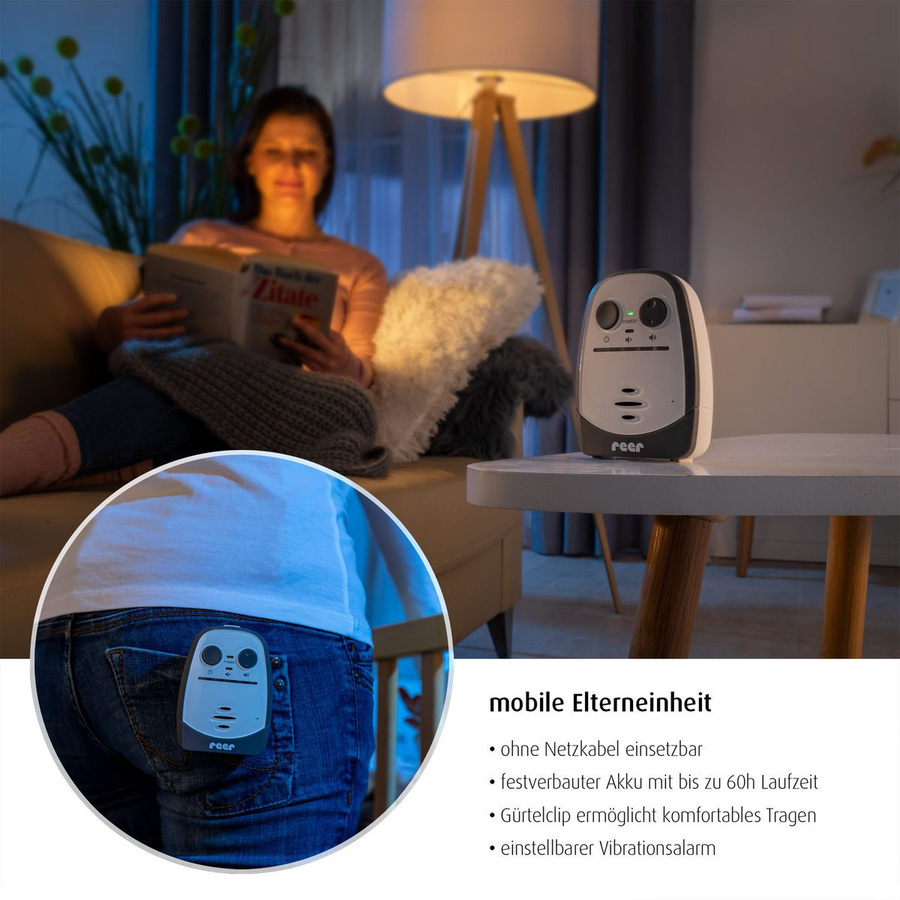 Reer Babyphone Cosmo Audio mit Gegensprechfunktion und Vibrationsalarm in Weiß Grau - Bild 5