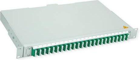 TELEGÄRTNER BASIS V LWL-Panel mit Kupplungen und Pigtails, 24x LC Quad, OS2 APC, grün - Bild 1
