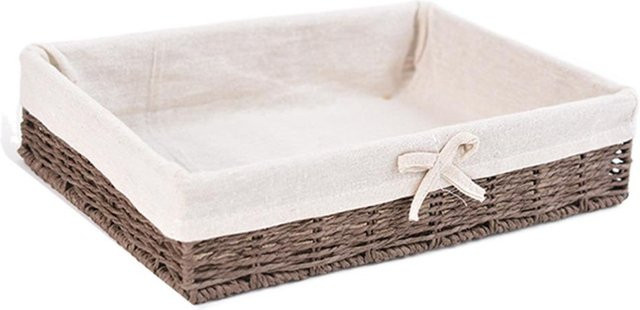 Zhongrong Handgefertigter Rattan Aufbewahrungskorb im französischen Stil als rechteckige Obstschale oder Brotkorb, Braun, B/T/H: 30 x 20 x 7,5 cm - Bild 1