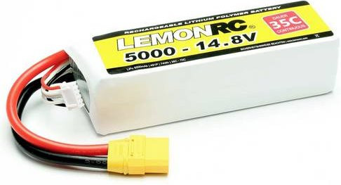 LemonRC LiPo Modellbau-Akkupack 14.8V 5000 mAh 4S 35C Softcase mit XT90 Anschluss in Weiß - Bild 1