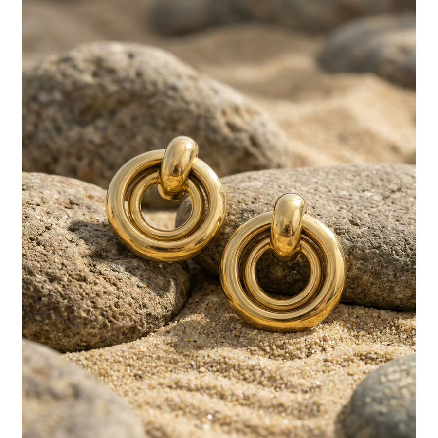 Yhpup Ohrstecker Edelstahl, Gold, Unisex - Bild 3