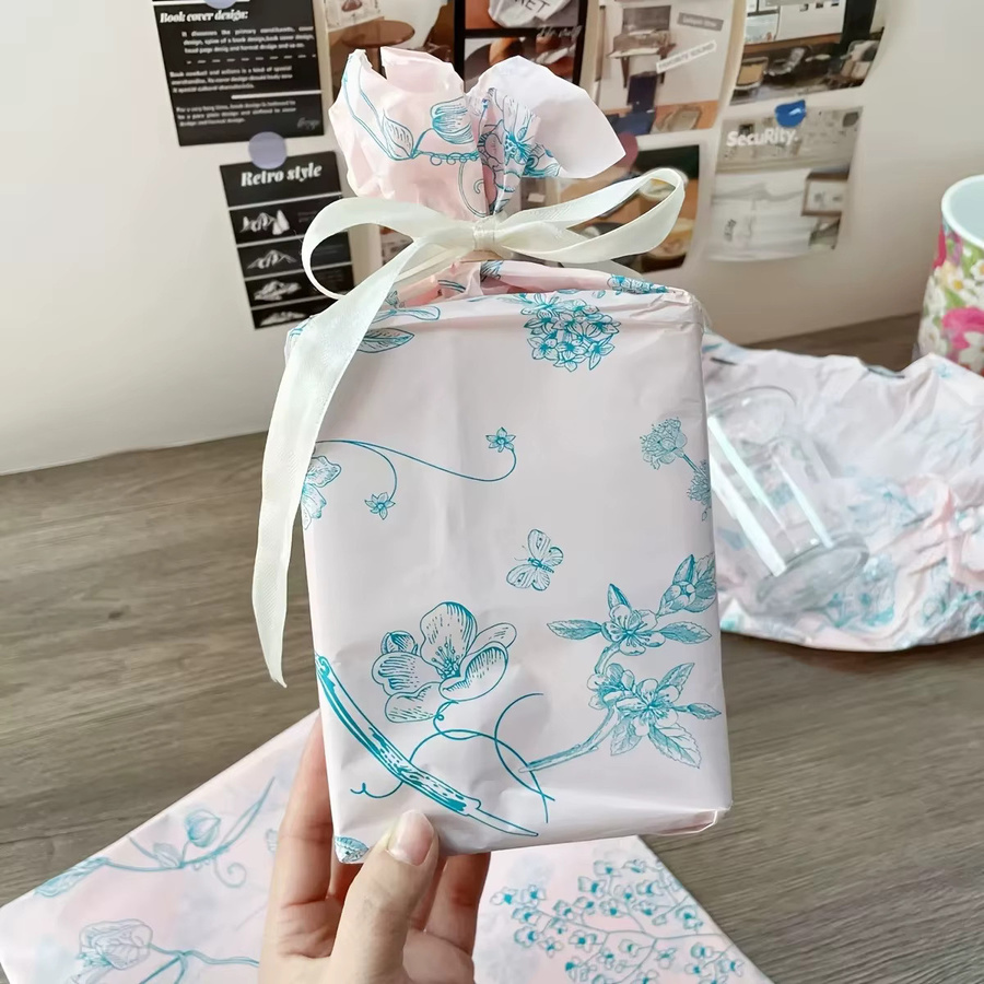 15 Stück Seidenpapier mit Pfingstrosenmuster im Vintage-Stil in Pink für Geschenkverpackungen und Blumensträuße - Bild 2