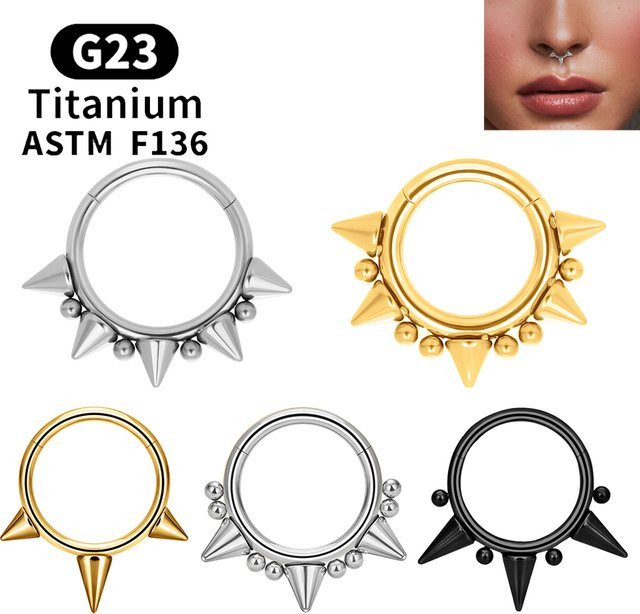 UHERA Septum Clicker Ring, Titan, Silber, Unisex, 16G - Bild 1