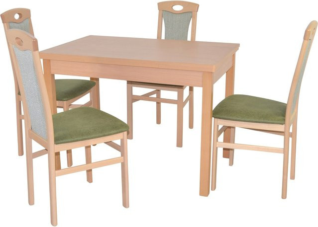 5-teilige Essgruppe Sandra aus Massivholz Buche in Braun mit ausziehbarer Platte - Bild 1