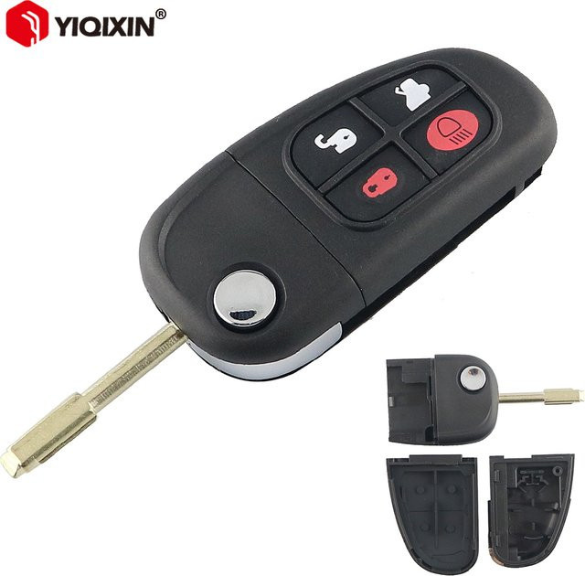 YIQIXIN Klappbare Smart-Fernbedienungs-Autoschlüsselhülle für Jaguar X-Type S-Type XJ XK XF in Schwarz - Bild 1