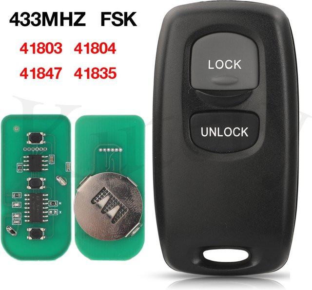 Jingyuqin Fernbedienung Autoschlüssel mit 2 Tasten für Mazda M6 2 3 6 Serie 2014-2018 und Ford Ranger Everest 2003-2010, 433MHz FSK, Schwarz - Bild 1