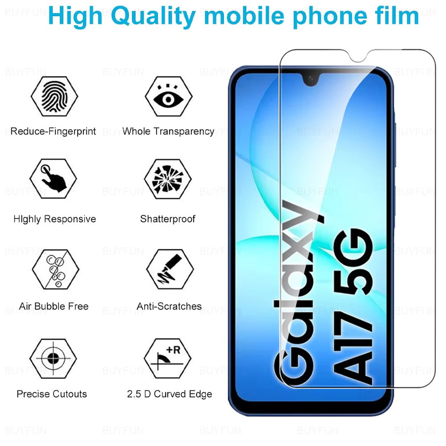 2 Stück Displayschutzfolie aus Glas für Samsung Galaxy A17 5G A16 A15 4G in Transparent - Bild 2