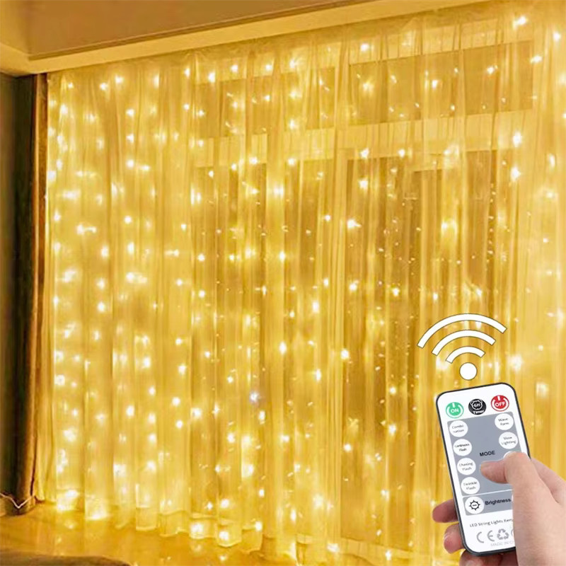 3M LED Vorhang Eiszapfen Lichterkette in Warmweiß für Weihnachts-, Garten- und Partydekoration B: 3 m, H: 1 m - Bild 1
