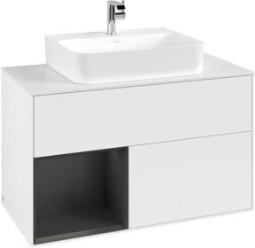 V&B Waschtischunterschrank Finion 100 Wandhängend in Weiß Lackiert mit LED-Beleuchtung und Schubladen - Bild 1