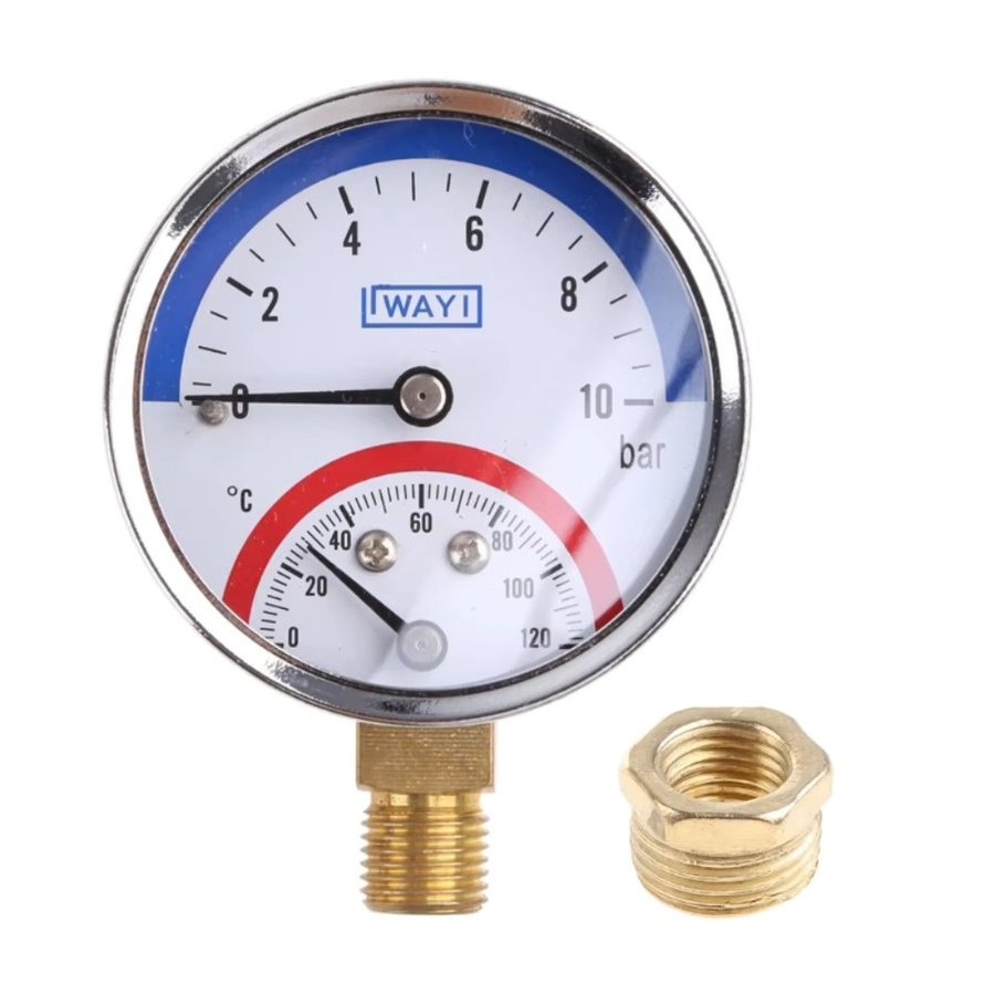 HpLive 2-in-1 Manometer und Thermometer für Heizungsanwendungen mit 10 Bar und 0–120 °C - Bild 1