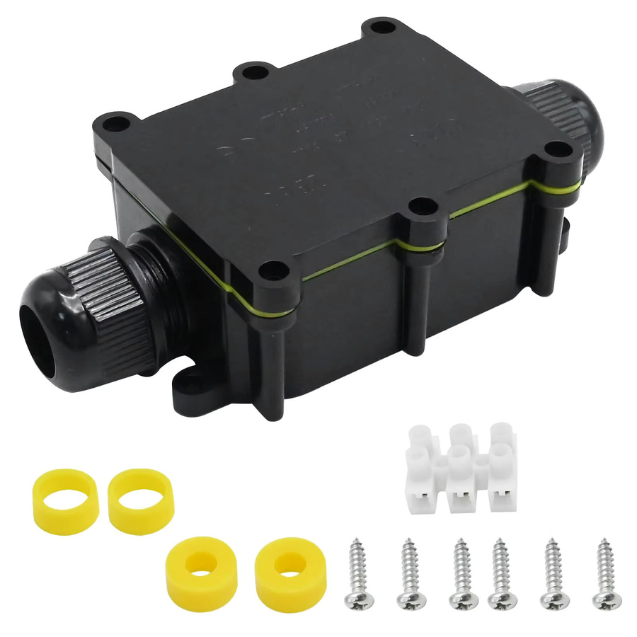 AOKIN Externe 2-Wege Anschlussdose IP68 Wasserdichte Elektrodose mit M20-Stecker in Schwarz - Bild 5