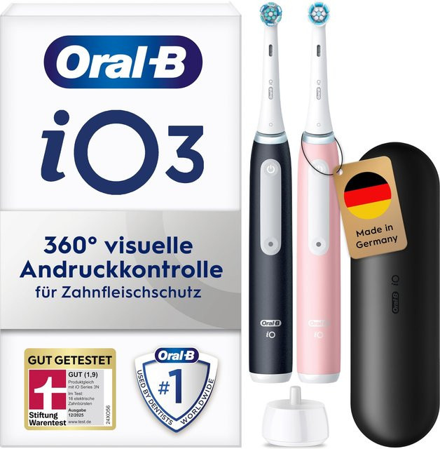 Oral-B iO Series 3 Elektrische Zahnbürste Doppelpack, Schwarz und Rosa - Bild 4