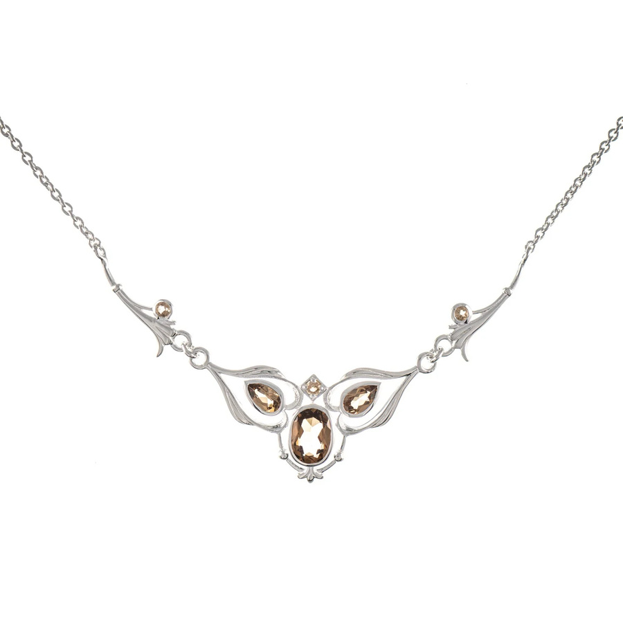 Collier 925 Silber, Zirkonia, cognac - Bild 1