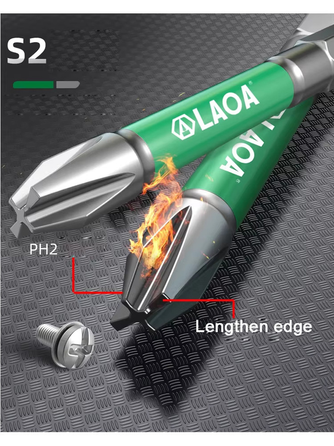 LAOA S2 Bit Elektriker-Spezialbit Phillips-Schraubendreherkopf mit starker Magnetisierung für Handbohrmaschinen - Bild 5