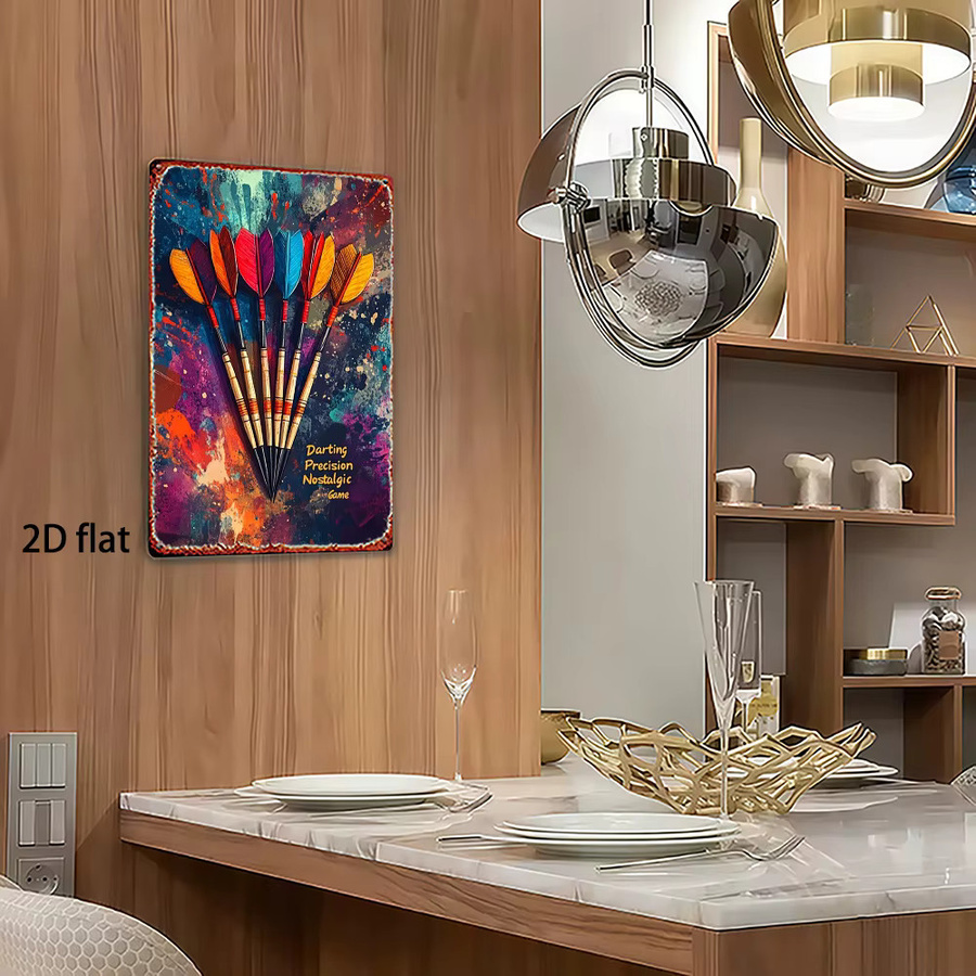 CIFBUY Retro Metall-Wandkunst Buntes Feder-Dart-Zinn-Schild Vintage Deko, Breite: 20,32 cm - Bild 4
