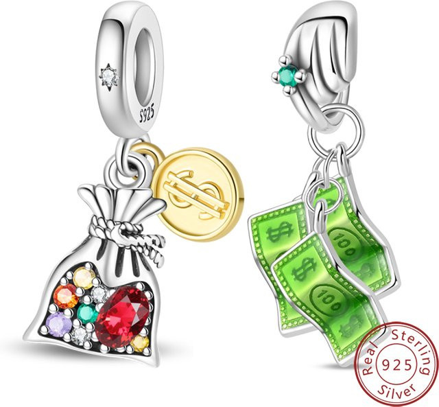 Qikaola Charm Anhänger, 925 Silber, Perle, US-Dollar - Bild 1