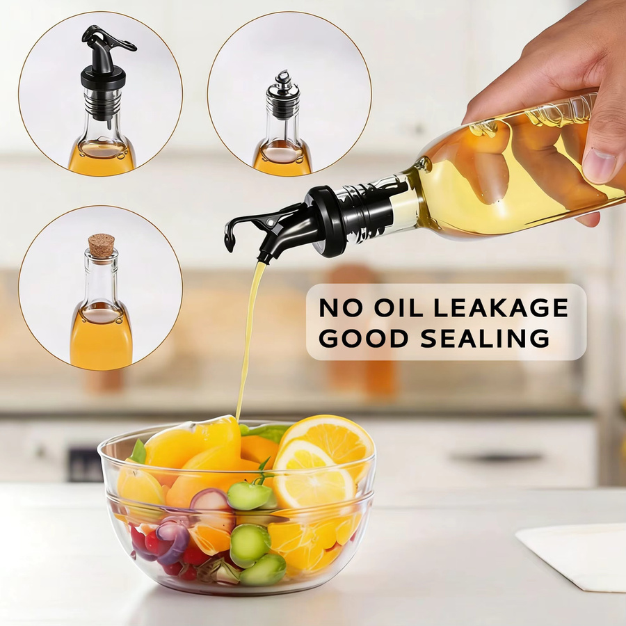 SIAZIH Öl- und Essigspender-Set aus Glas mit Bambus-Aufbewahrungsregal, transparent, auslaufsicher - Bild 5